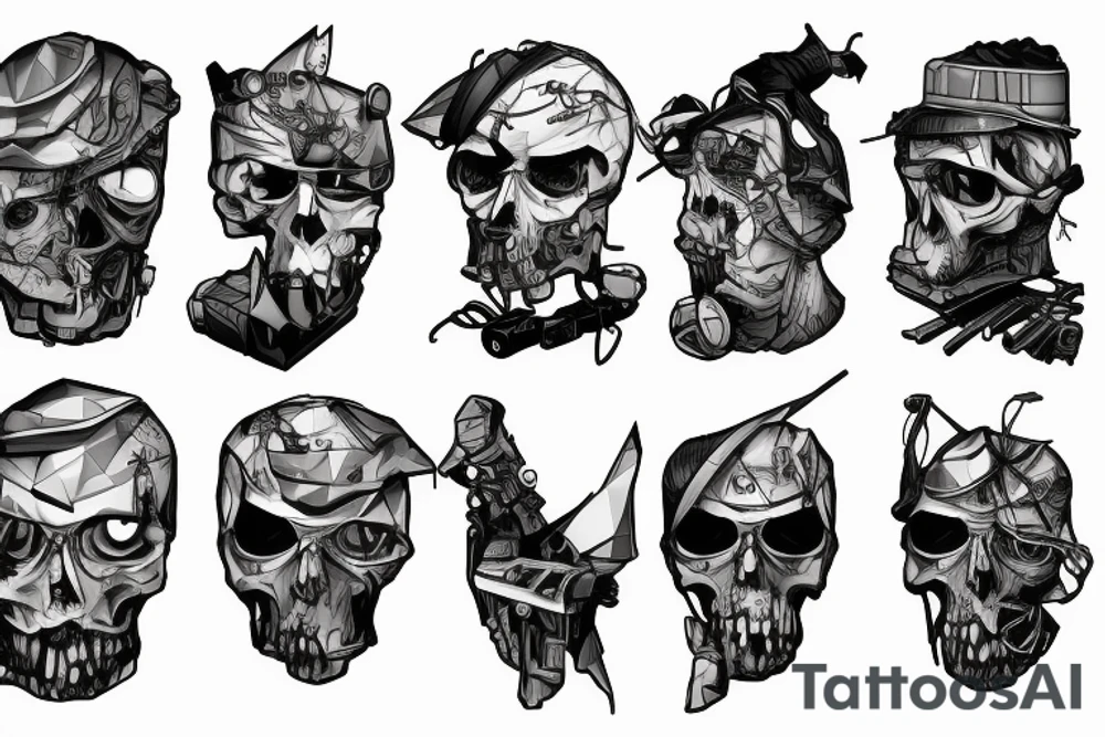 shoulder low-poly sad post-apocalyptic tattoo idea