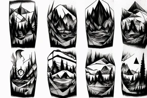 low-poly sad post-apocalyptic landscape tattoo idea