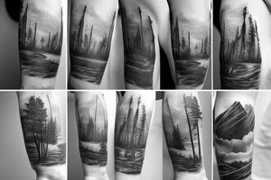 low-poly sad post-apocalyptic landscape tattoo idea