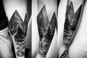 low-poly sad post-apocalyptic landscape tattoo idea