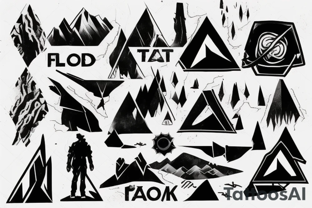 low-poly sad post-apocalyptic landscape tattoo idea