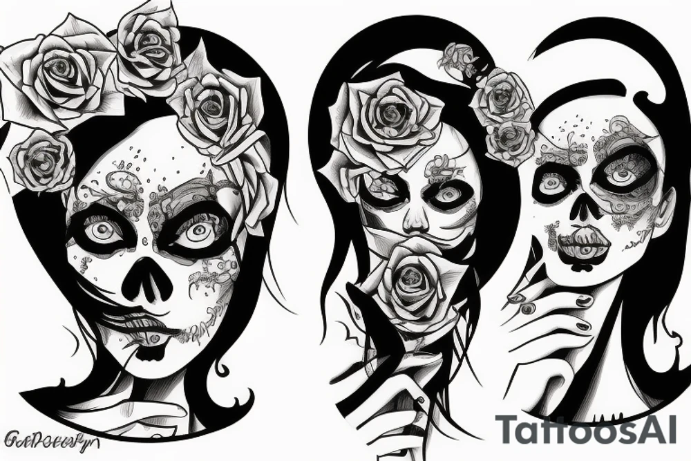 sad lonely death lady rotten tattoo idea
