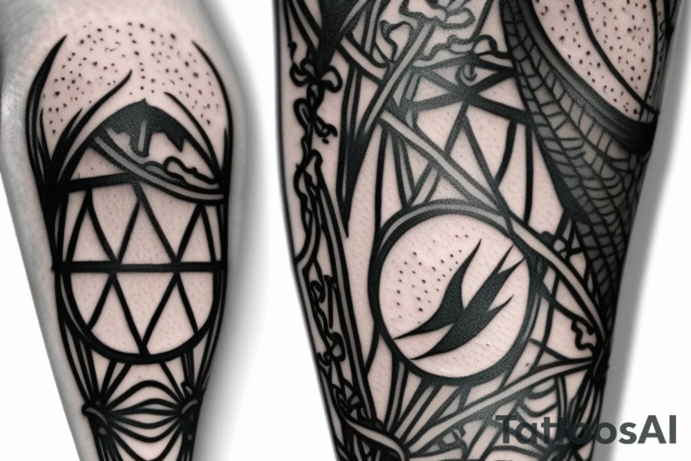 An lantern with candle inside, flying bat, thorns as filler tattoo idea An lantern with candle inside, flying bat, thorns as filler tattoo idea