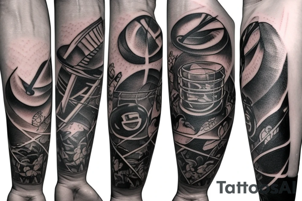 Forearm sleeve: An lantern with candle inside, flying bat, tattoo idea