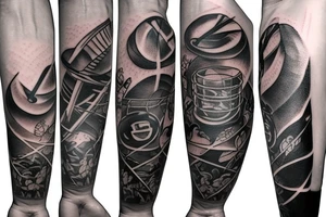 Forearm sleeve: An lantern with candle inside, flying bat, tattoo idea