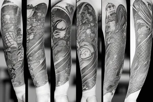 Forearm sleeve: An lantern with candle inside, flying bat, tattoo idea
