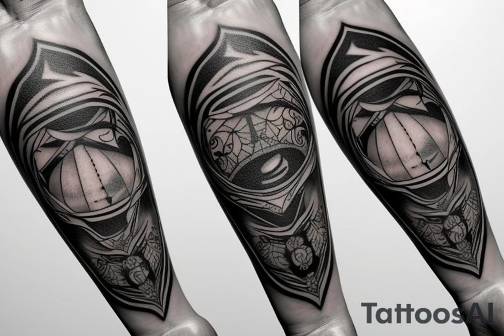 Forearm sleeve: An lantern with candle inside, flying bat, tattoo idea Forearm sleeve: An lantern with candle inside, flying bat, tattoo idea