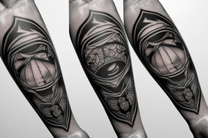 Forearm sleeve: An lantern with candle inside, flying bat, tattoo idea