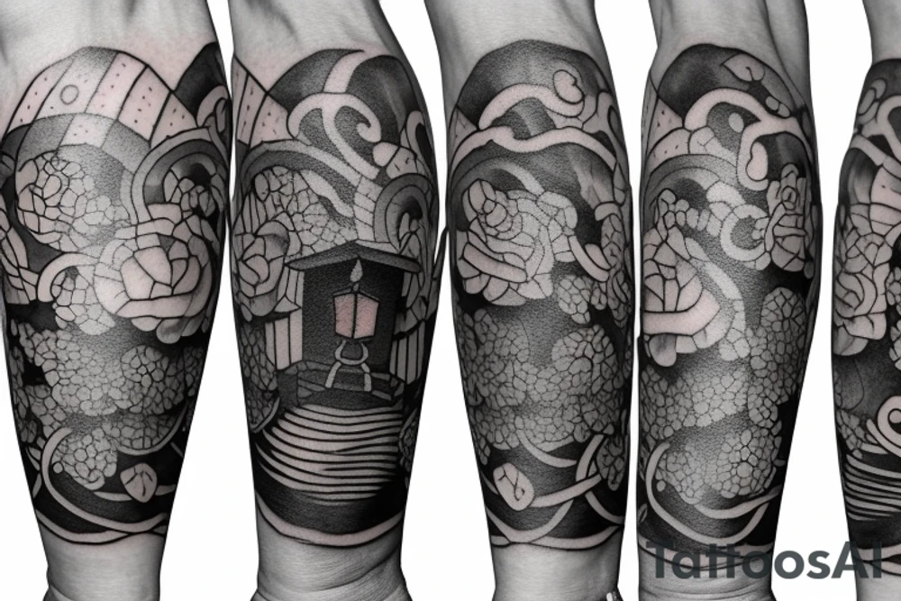 Forearm sleeve: An lantern with candle inside, flying bat, tattoo idea