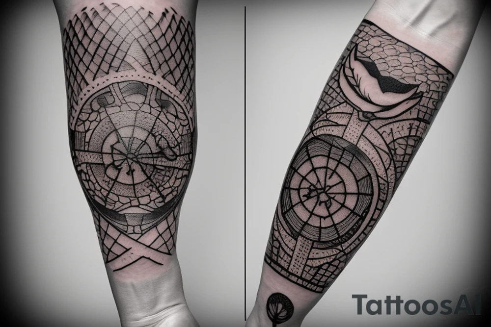Forearm sleeve: An lantern with candle inside, flying bat, tattoo idea