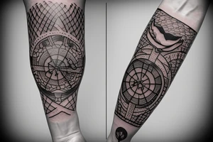 Forearm sleeve: An lantern with candle inside, flying bat, tattoo idea