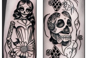 Skeleton pierrot full body 7x13 cm tattoo idea