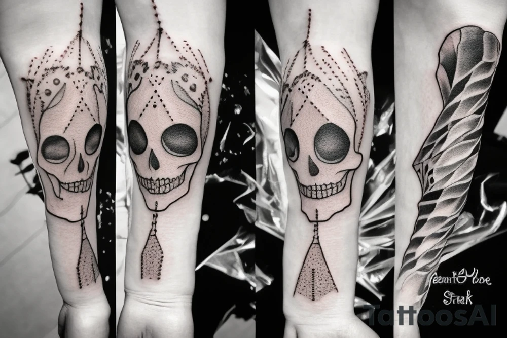 Skeleton pierrot on forearm tattoo idea
