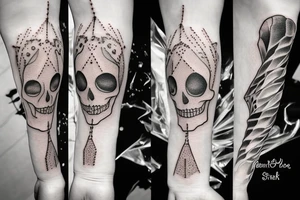 Skeleton pierrot on forearm tattoo idea