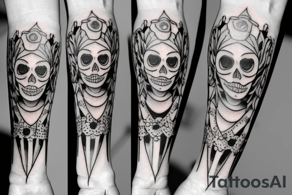 Skeleton pierrot on forearm tattoo idea