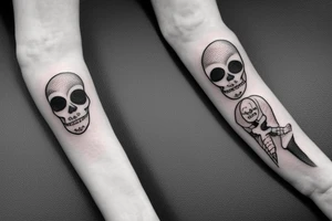 Skeleton pierrot on forearm sleeve tattoo idea