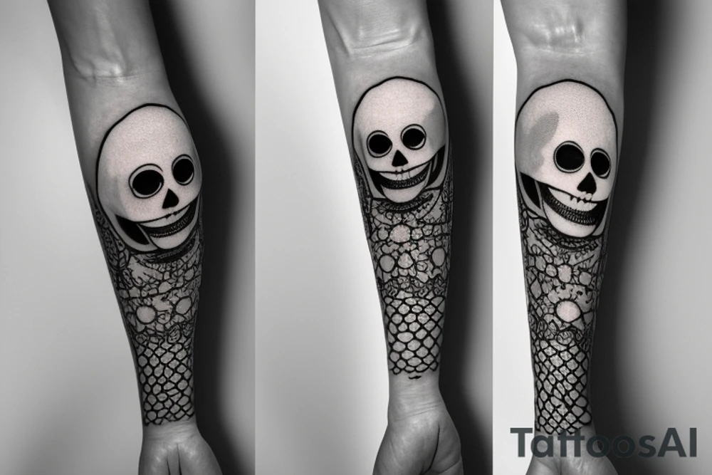 Skeleton pierrot on forearm sleeve tattoo idea