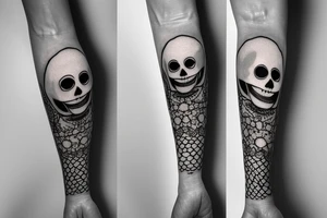 Skeleton pierrot on forearm sleeve tattoo idea