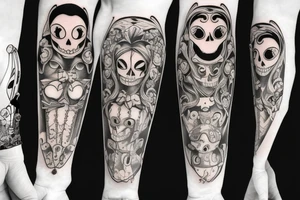 Skeleton pierrot on forearm sleeve tattoo idea