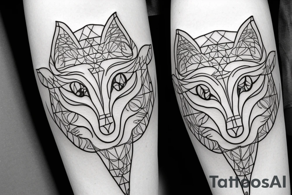 A sacred geometry tattoo design of a fox tattoo idea