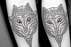 A sacred geometry tattoo design of a fox tattoo idea