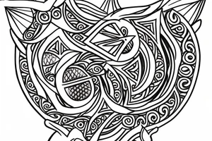 A sacred geometry tattoo design of a fox tattoo idea