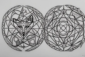 A sacred geometry tattoo design of a fox tattoo idea