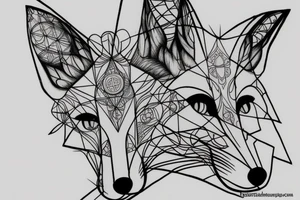 A sacred geometry tattoo design of a fox (whole body) tattoo idea