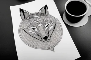 A sacred geometry tattoo design of a fox (whole body) tattoo idea