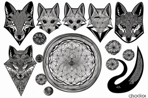 A sacred geometry tattoo design of a whole fox tattoo idea