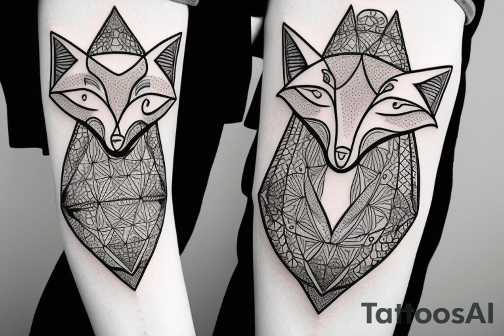 A sacred geometry tattoo design of a whole fox tattoo idea