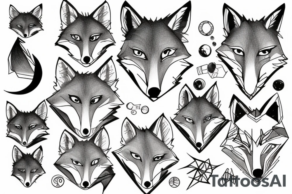 A geometry tattoo design of a whole fox tattoo idea