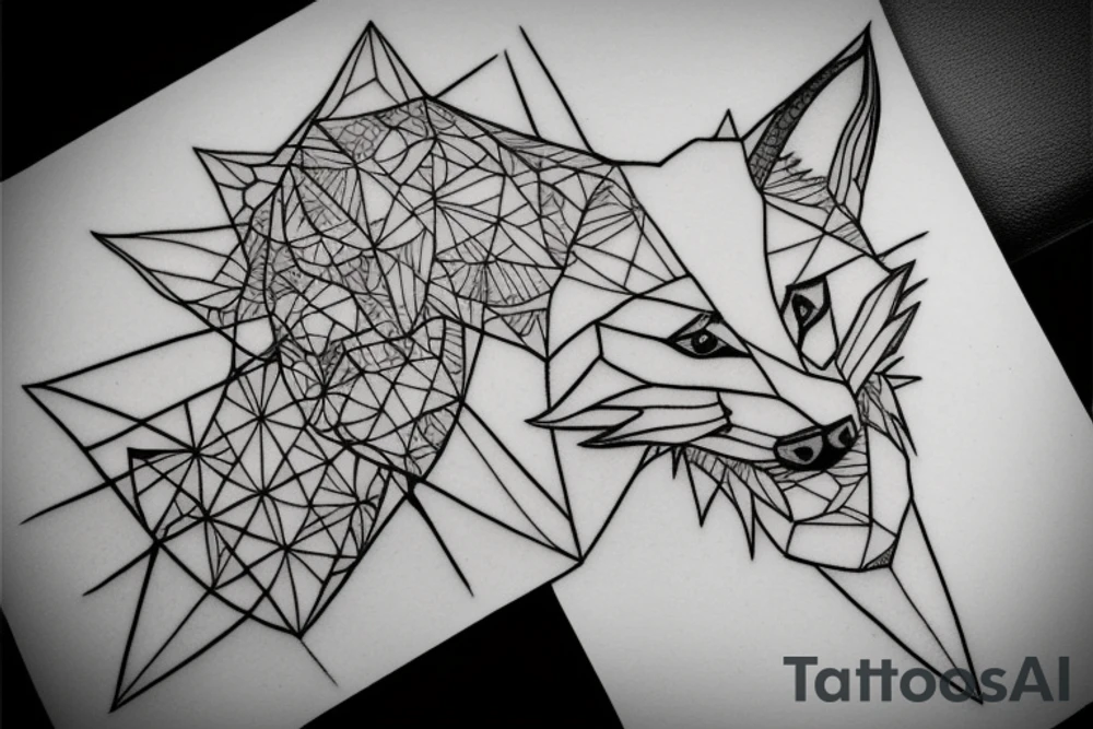 A geometry tattoo design of a whole fox tattoo idea