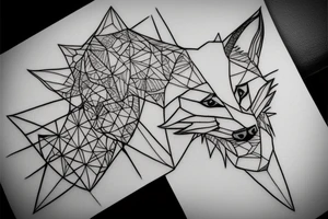 A geometry tattoo design of a whole fox tattoo idea