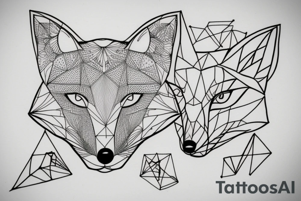 A geometry tattoo design of a whole fox tattoo idea