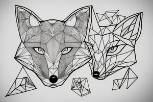 A geometry tattoo design of a whole fox tattoo idea