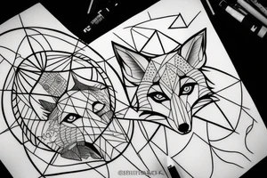 A geometry tattoo design of a whole fox tattoo idea
