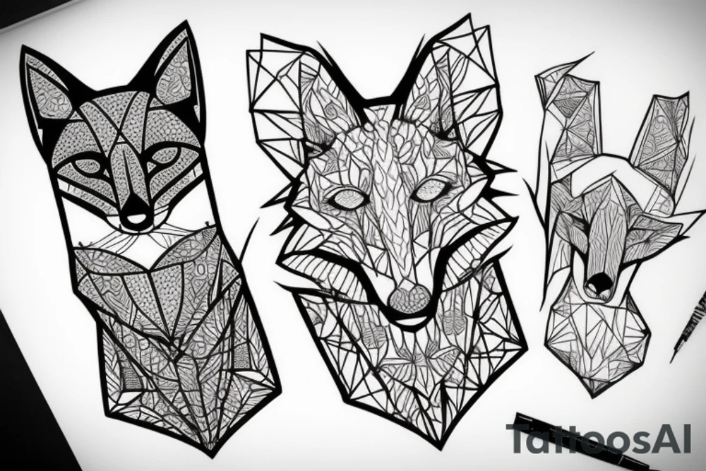 A geometry tattoo design of a whole fox tattoo idea