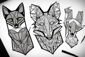 A geometry tattoo design of a whole fox tattoo idea