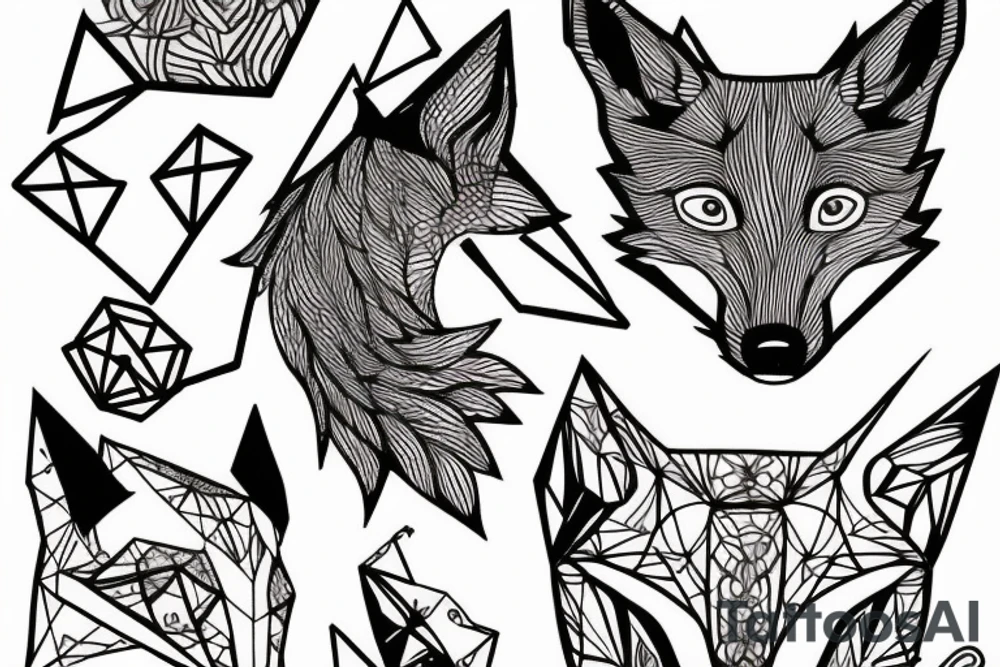 A geometry tattoo design of a whole fox tattoo idea