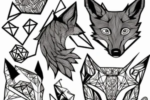 A geometry tattoo design of a whole fox tattoo idea
