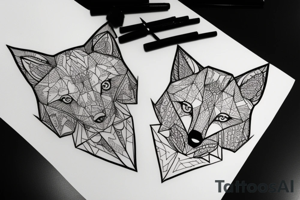 A geometry tattoo design of a whole fox tattoo idea