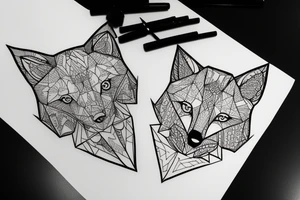A geometry tattoo design of a whole fox tattoo idea