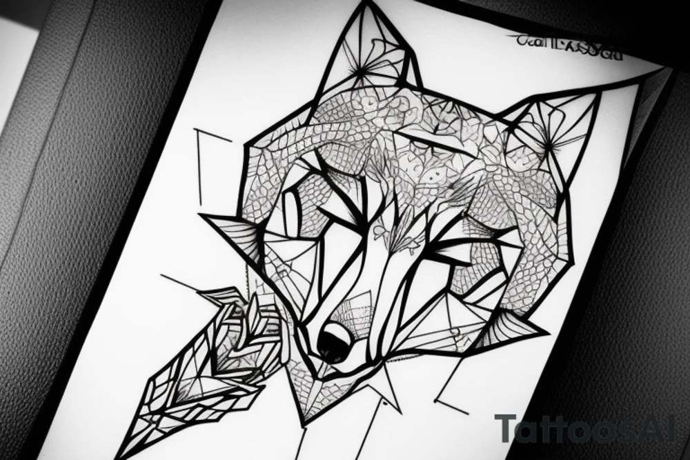 A geometry tattoo design of a whole fox tattoo idea