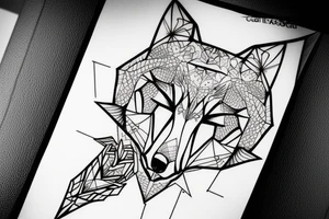 A geometry tattoo design of a whole fox tattoo idea