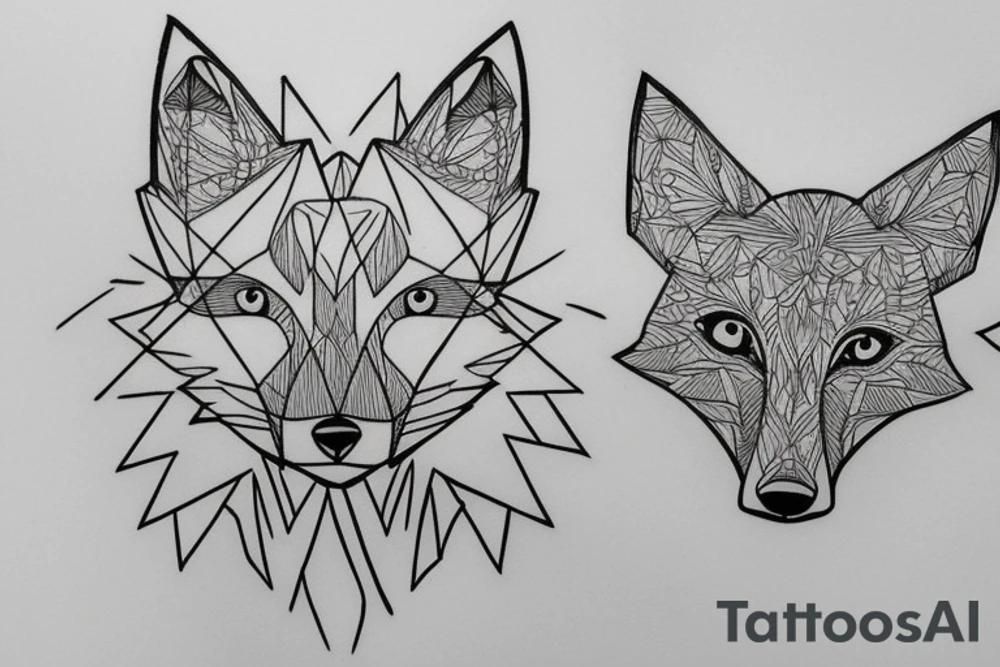 A geometry tattoo design of a whole fox tattoo idea