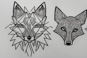 A geometry tattoo design of a whole fox tattoo idea