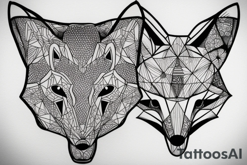 A geometry tattoo design of a whole fox tattoo idea
