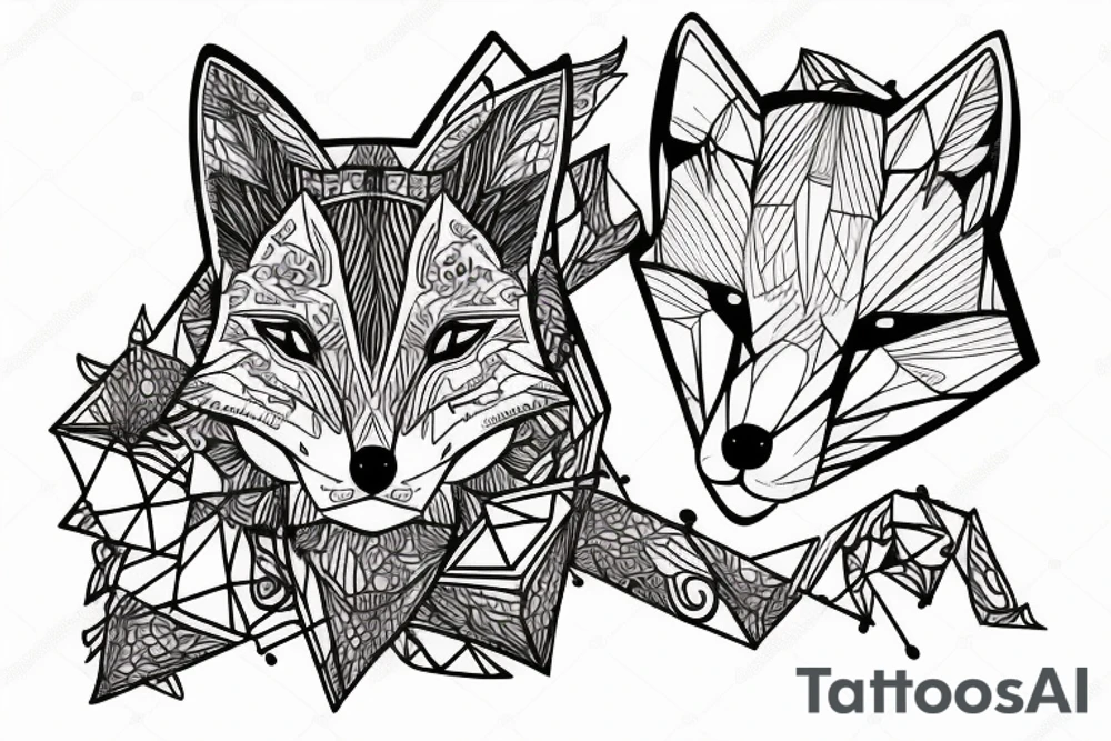A geometry tattoo design of a whole fox tattoo idea