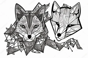 A geometry tattoo design of a whole fox tattoo idea